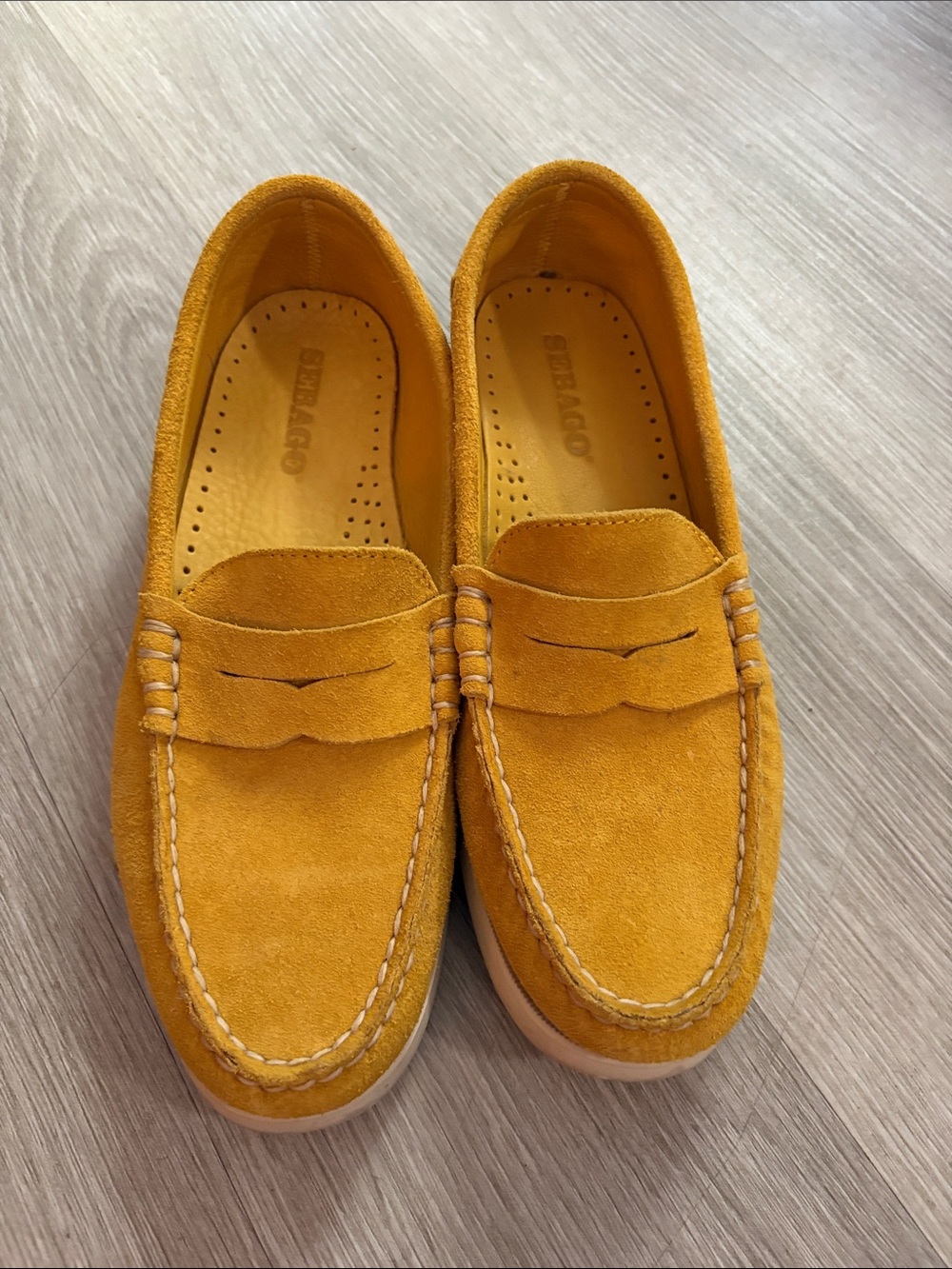 Sebago Women's Suede Penny Loafers in Honey Mustard